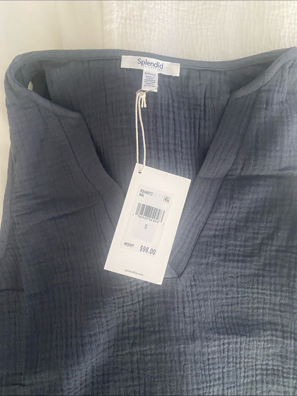 Splendid Men's Ink Navy Cotton Gauze V-Neck Tank Top